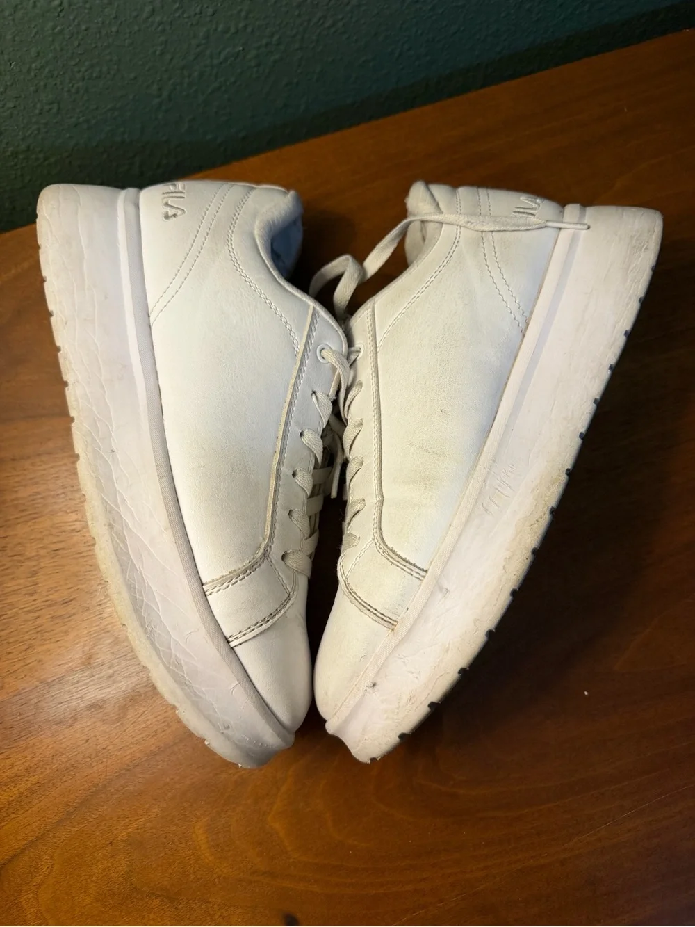 Women’s White Platform Fila Sneakers W9.5